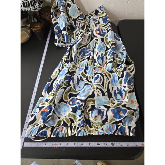 Renee C Women Multicolor Linen Strapless Jumpsuit Size Large Coastal Boho Summer - Picture 6 of 8